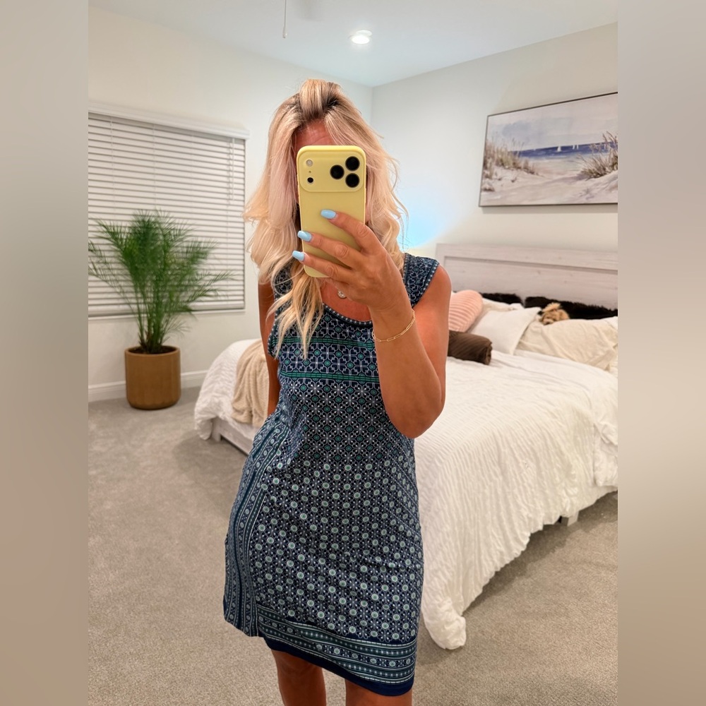 Max Studio Navy Patterned Sleeveless Mini Dress